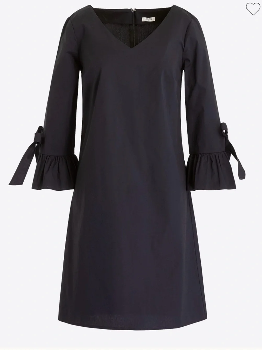 J. Crew black V-Neck Shift Dress with Tie-Sleeves Sz 00 NWT